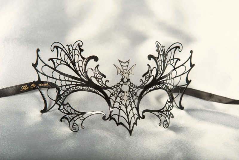 Black filigree metal Spider Venetian Masks