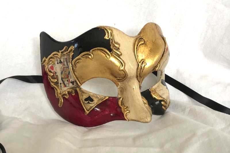 Poker decorated Joker masquerade mask