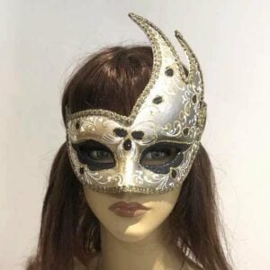 swan carnival masquerade mask on female face