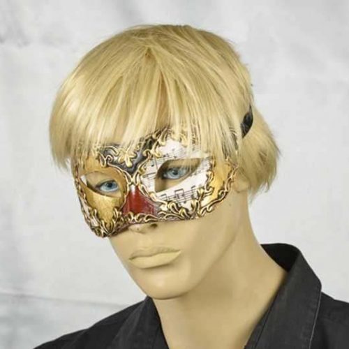 masquerade ball mask Colombina Musica on male model face