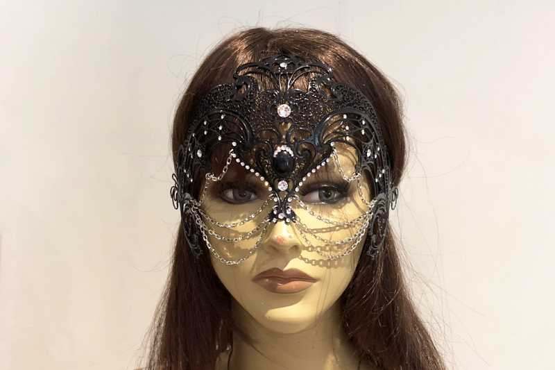 luxury lace metal mask shown on female model face