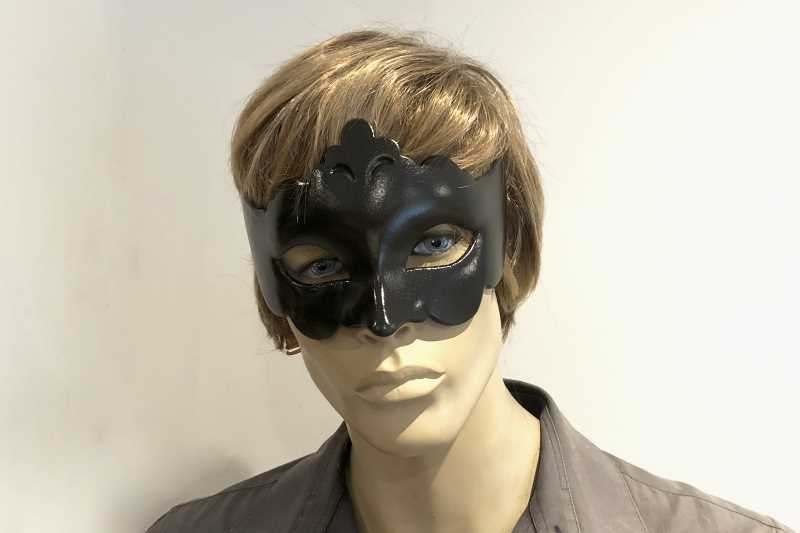 black budget masquerade ball mask - Giglio on male face