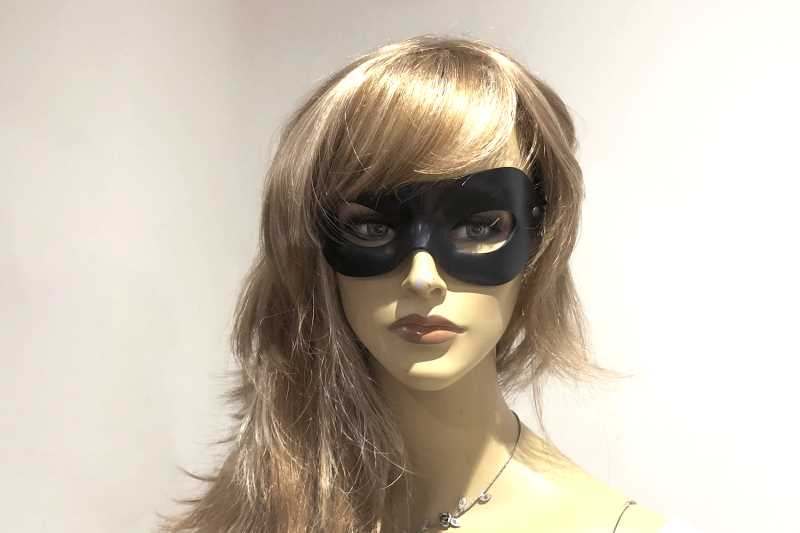 Leather Occhi eye masquerade mask on female face