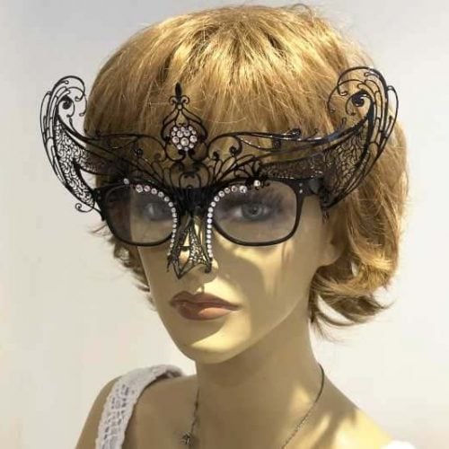 Masks to be attached to glasses Libellula Strass shown on female