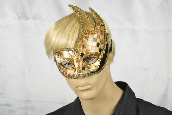 Venetian Swan masquerade mask on male face