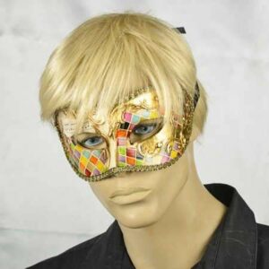 masquerade ball mask Colombina mosaic on male face