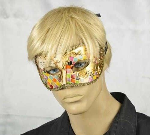 masquerade ball mask Colombina mosaic on male face