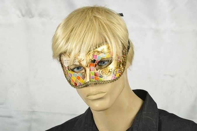 masquerade ball mask Colombina mosaic on male face