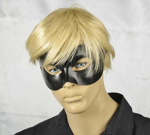 masquerade ball mask leather Colombina on male model