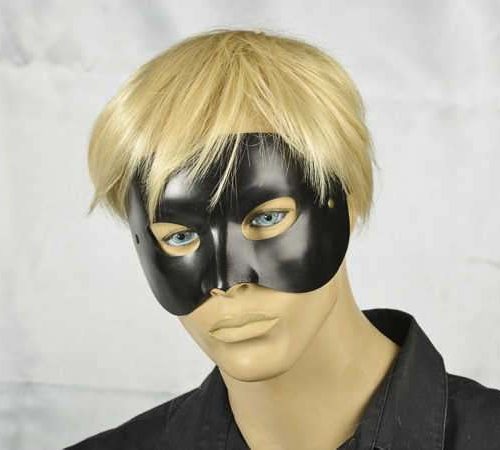 masquerade ball mask black leather Opera on male face