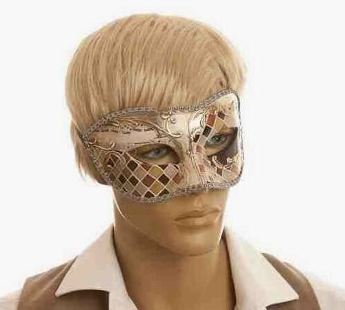 masquerade ball mask Larga Mosaic on male model face