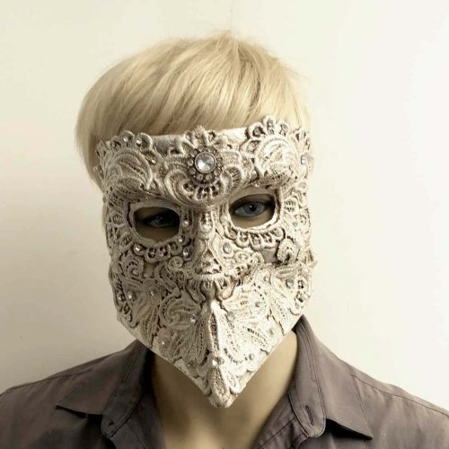 Masquerade Ball Mask Eyes Wide Shut Bauta Macrame on male face