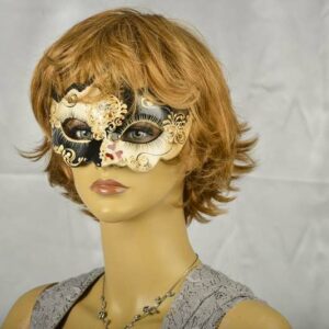 masquerade ball mask Giglio Love Me with Hearts mask on female model