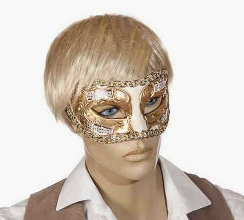 masquerade ball mask with music Larga Melody on male face