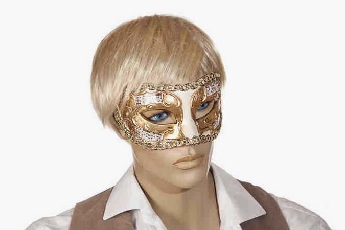 masquerade ball mask with music Larga Melody on male face