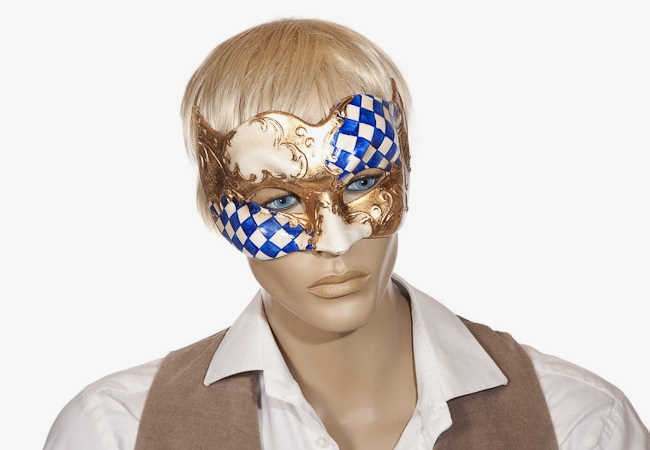 masquerade ball mask Joker Scacchi on male face
