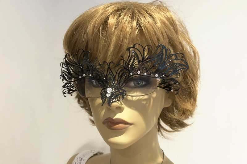 masquerade mask for glasses Petal Strass attached to glasses frames