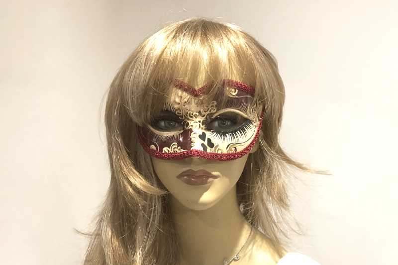 Love hearts masquerade mask on female face