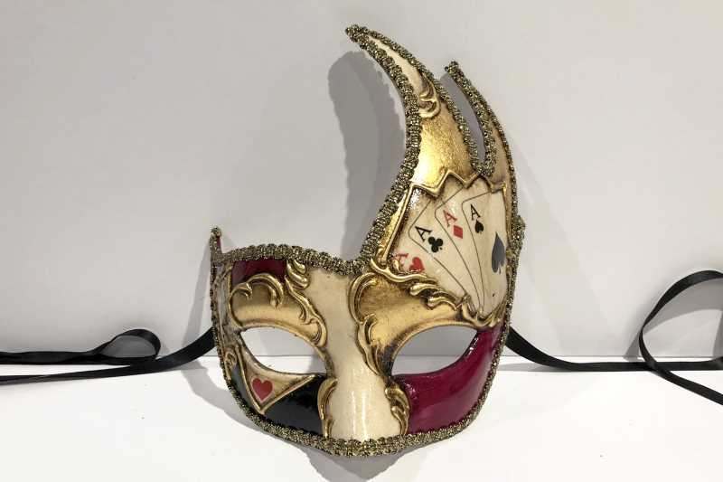 Poker decorated Cigno Swan animal masquerade mask