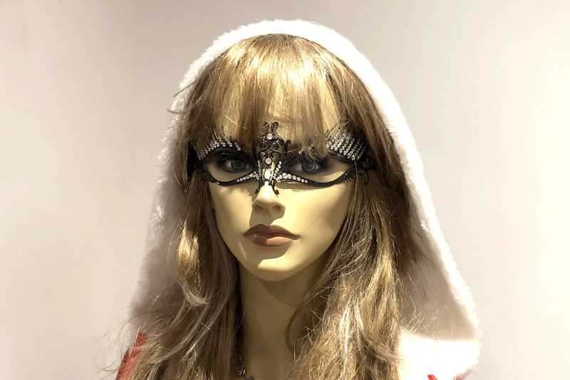 Filigree metal masquerade mask - Gilda shown on female face