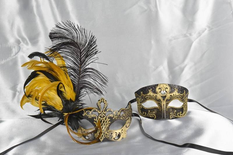 Black Venetian masks for Couples Tomboy Vanity Gold