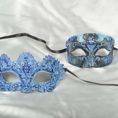 Couples Venetian masks Tomboy Macrame in Blue and black