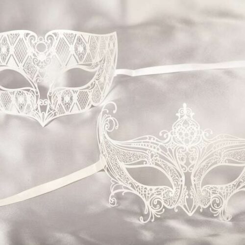 White filigree metal Venetian masks - Tomboy Principessa