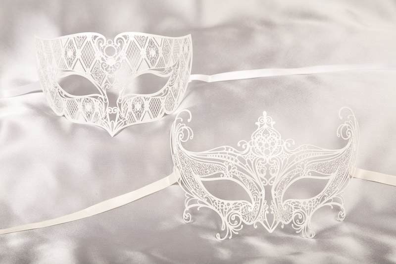 White filigree metal masks with crystals - Tomboy Principessa