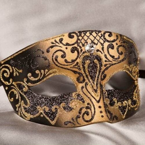 Black Venetian mask for man - Tomboy Gold