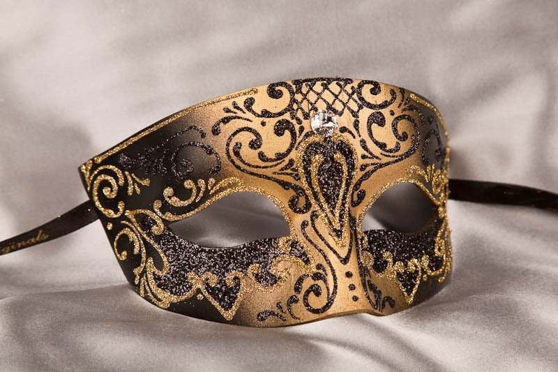 Black Venetian mask for man - Tomboy Gold