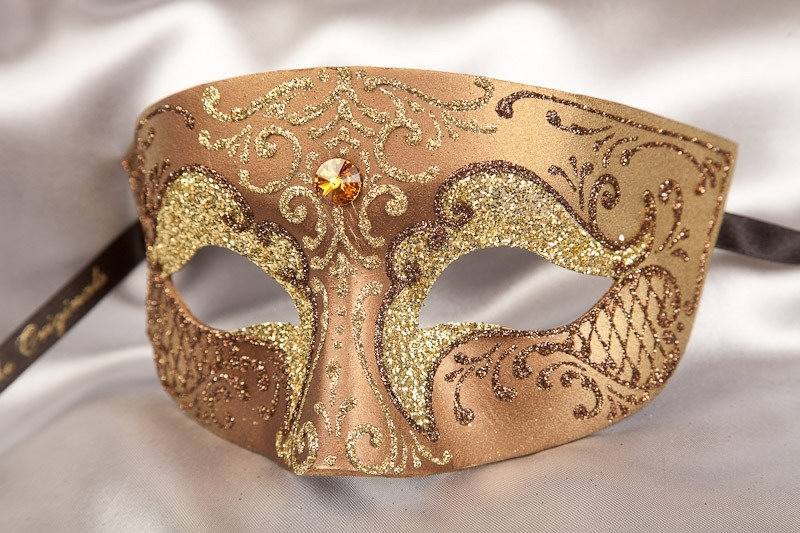 Bronze  Venetian mask for man - Tomboy Gold