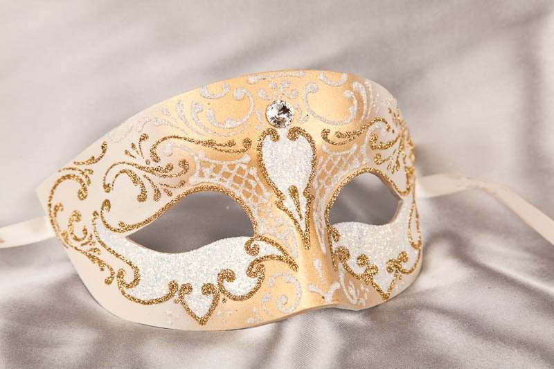 White  Venetian mask for man - Tomboy Gold