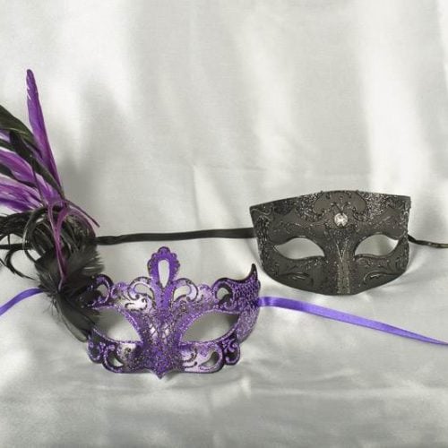 Purple Venetian masks for couples - Tomboy Vanity Black