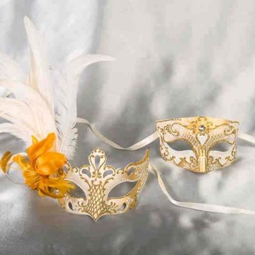 Gold Venetian masks for Couples Tomboy Vanity Gold