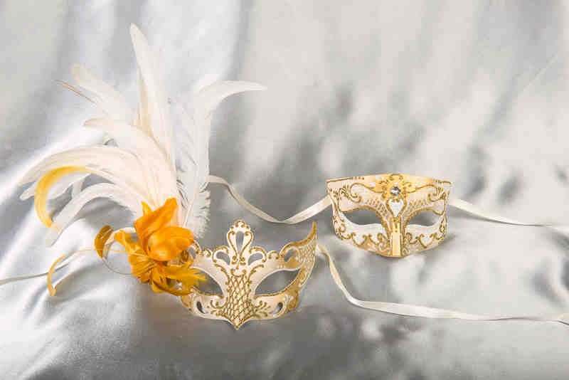 Gold Venetian masks for Couples Tomboy Vanity Gold
