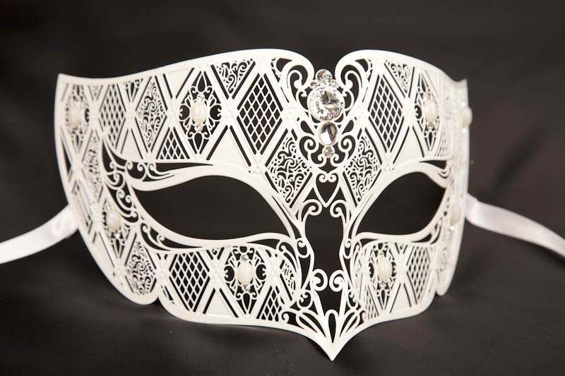 White filigree metal Venetian mask - Tomboy Lux