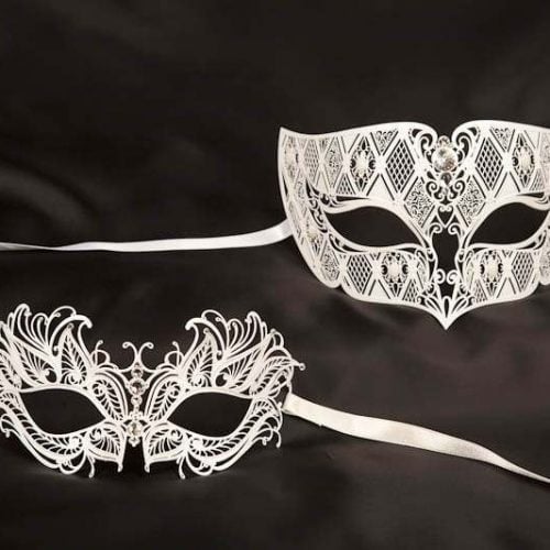 White filigree metal Venetian masks Tomboy Petal