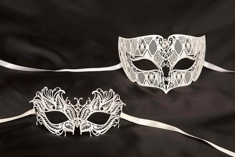 White filigree metal Venetian masks Tomboy Petal