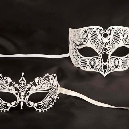 Pair of white filigree metal masks - Tomboy Bernice