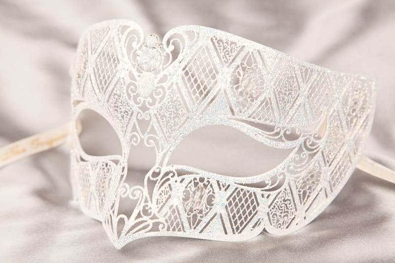 white filigree metal masculine masquerade mask - Tomboy