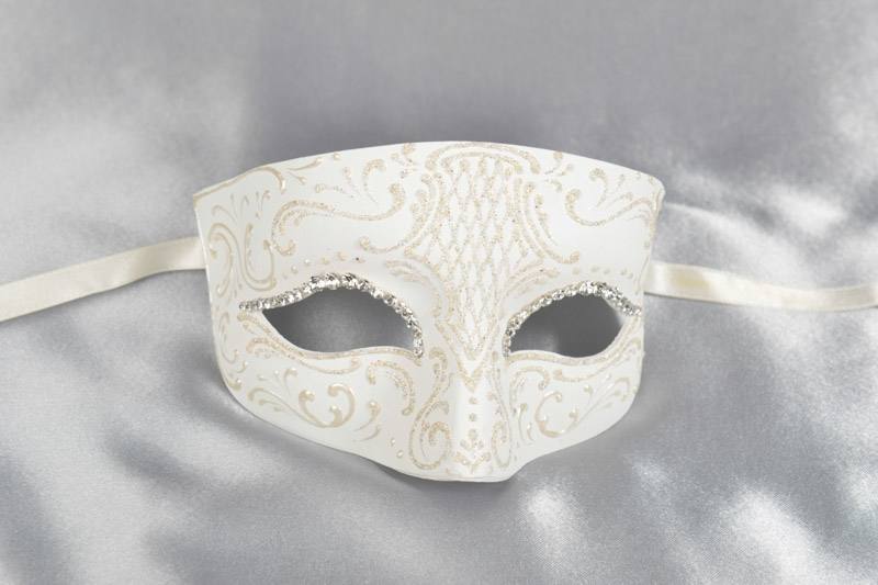 White luxury Venetian masks - Tomboy Strass