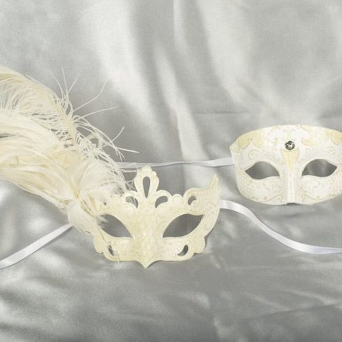 White Venetian masks for couples - Tomboy Vanity