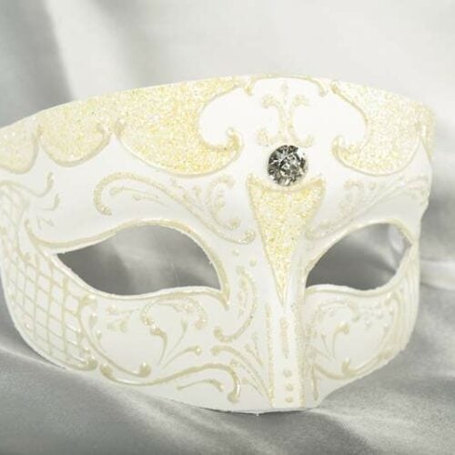 White Venetian mask for a man - Tomboy Plain