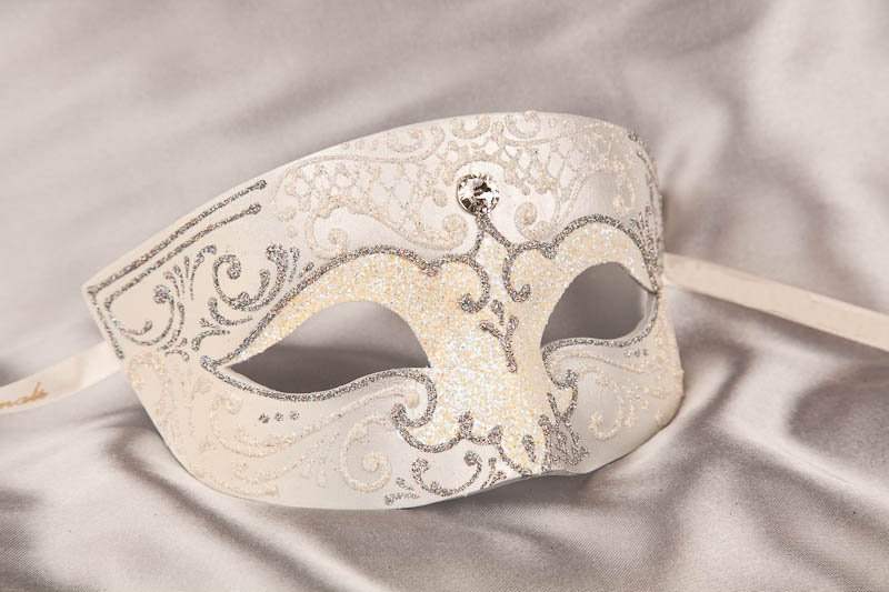 White Venetian masks for men - Tomboy Silver