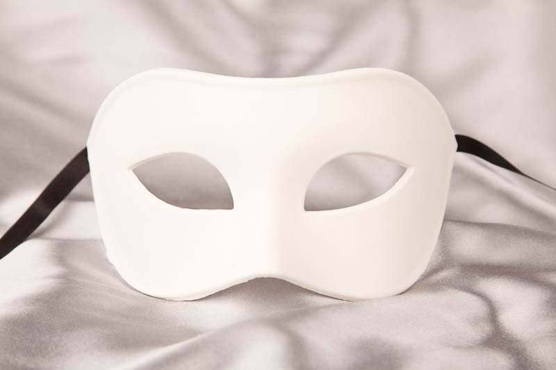 Blank white undecorated Colombina mask