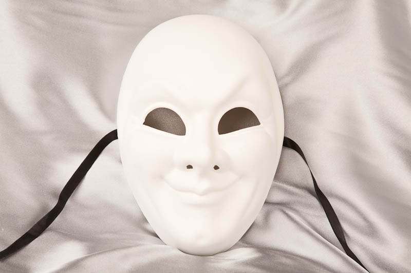 Blank white undecorated full face Volto Joker mask