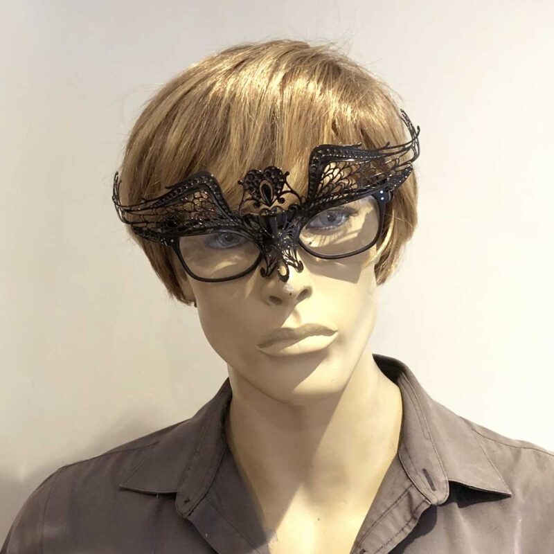 masquerade mask for glasses Ali Strass attached to Spectacles on male