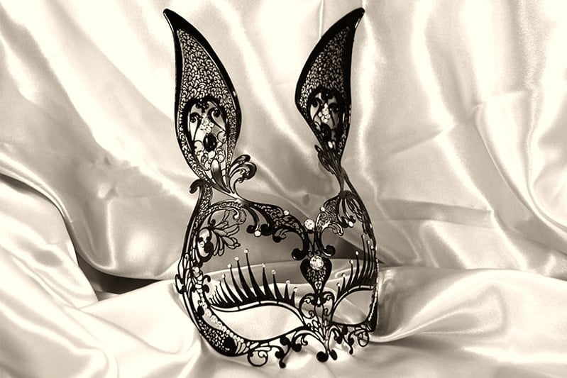 Bunny mask in luxury filigree metal with swarovski crystals