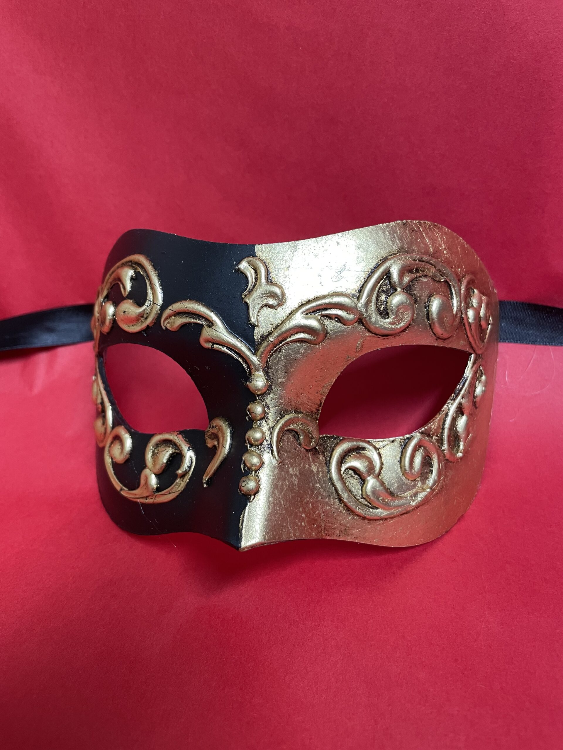 Black Leather Male cat  venetian mask for sale