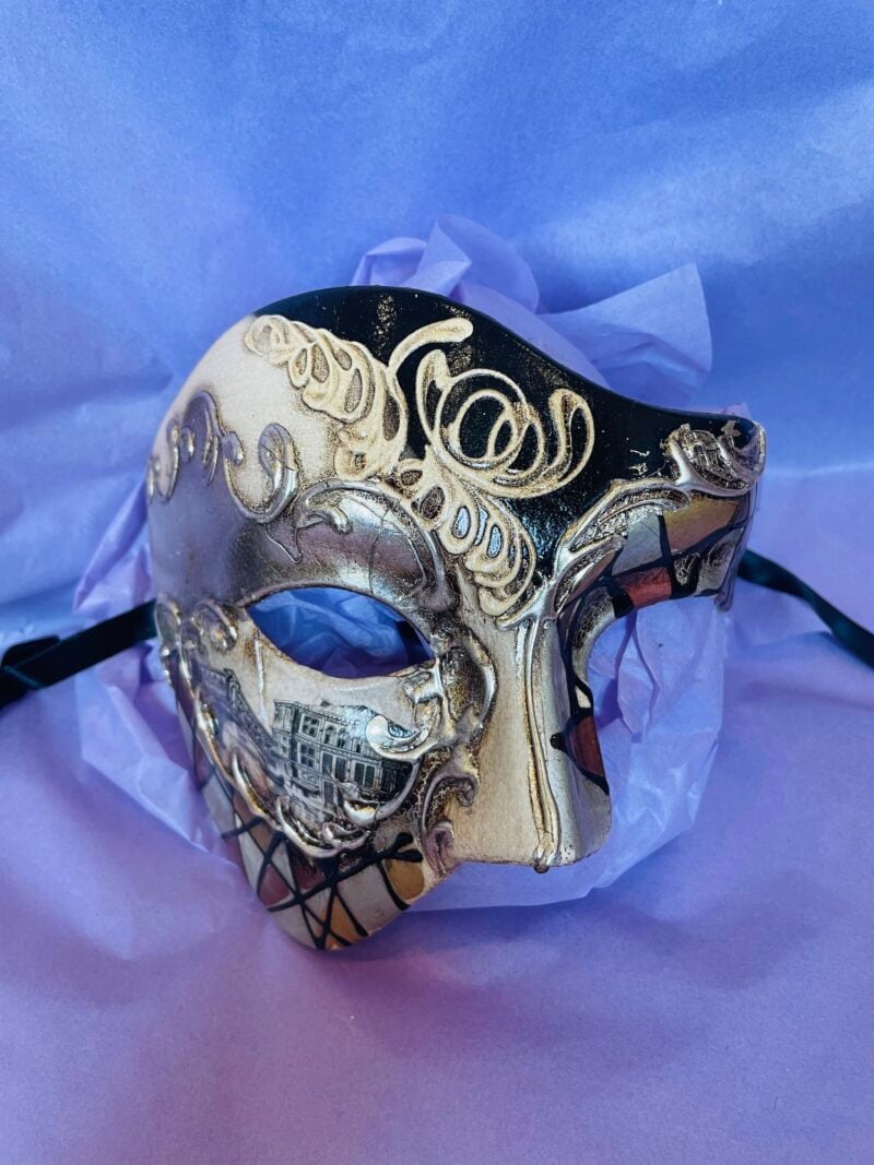 Fantasma Venezia Silver- Phantom Masquerade Masks with Scenes of Venice